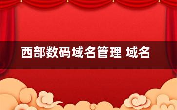西部数码域名管理 域名